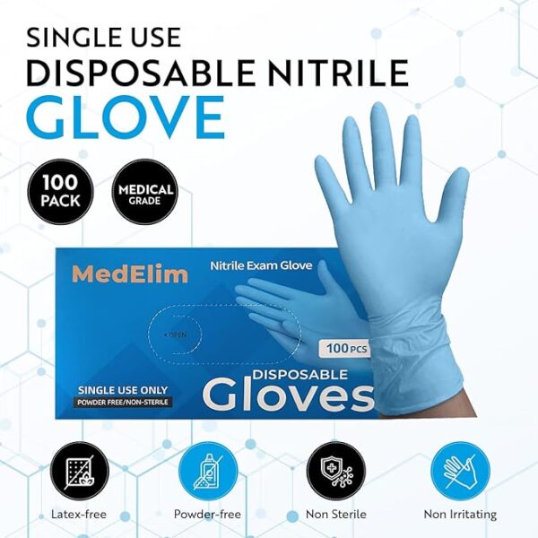 Nitrile Medical Gloves, Blue, 5 Mil (200) - Image 2