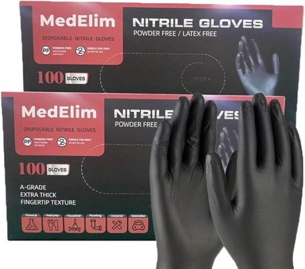 Nitrile Gloves, Black, 5 Mil, (200)